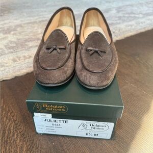 Belgian Shoes Juliette Brown Suede Loafers